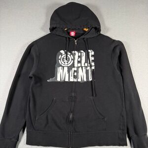 Vintage Element Mens Black Full Zip Melting Hoodie Sweatshirt Skateboarding Y2K